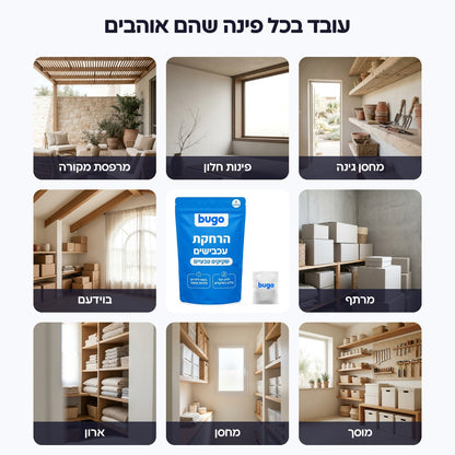 מיקומים לשקיקי Bugo Pouches: מחסן גינה, פינות חלון, מרפסת מקורה, מרתף, בוידעם, מוסך, מחסן וארון