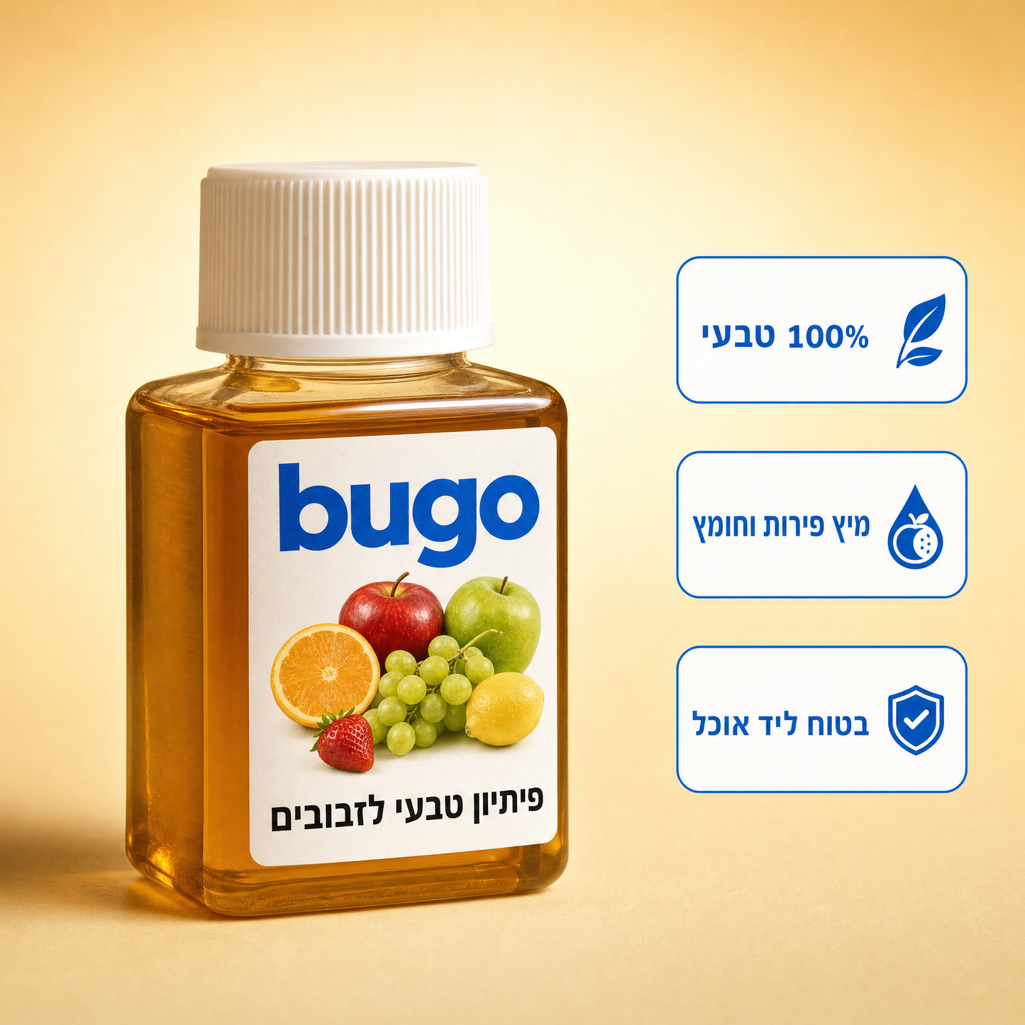 פיתיון Bugo: 100% טבעי, מיץ פירות וחומץ, בטוח ליד אוכל