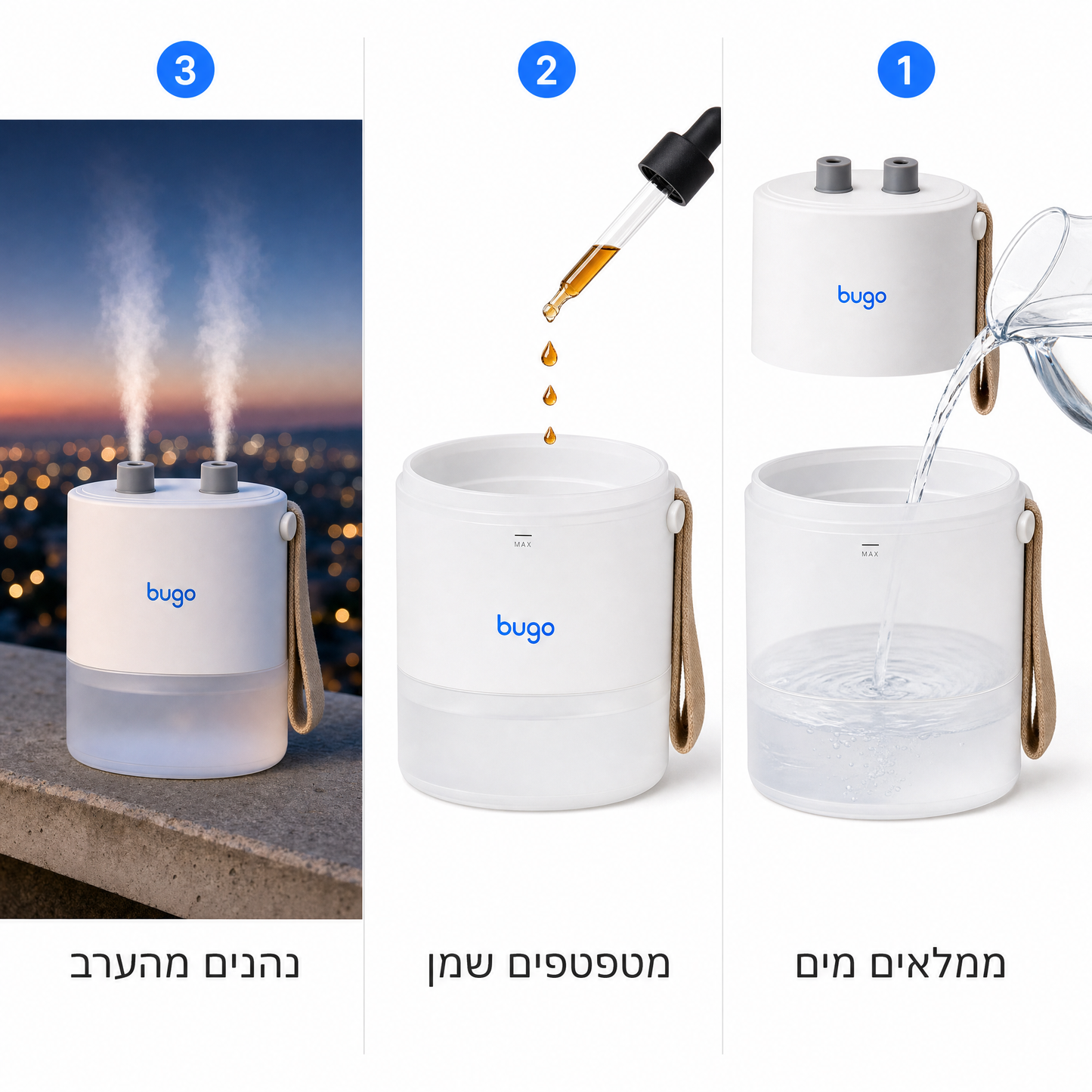 איך זה עובד: ממלאים מים, מטפטפים שמן, נהנים מהערב