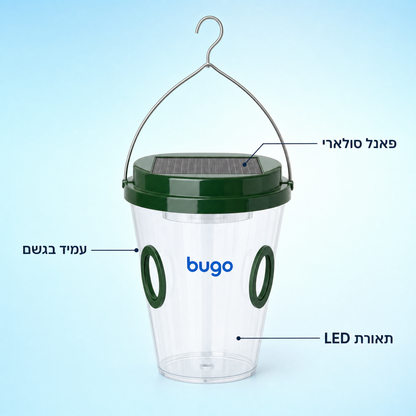 Bugo Trap מפרט: פאנל סולארי, עמיד בגשם, תאורת LED